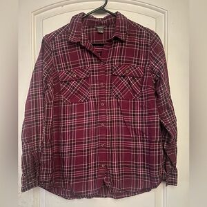 Eddie‎ Bauer Burgundy and Purple Plaid Shirt